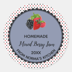 Editable Multicolour Polka Dot Mixed Berry Jam Classic Round Sticker