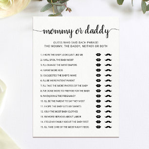 Editable Mummy or Daddy Baby Shower game Card