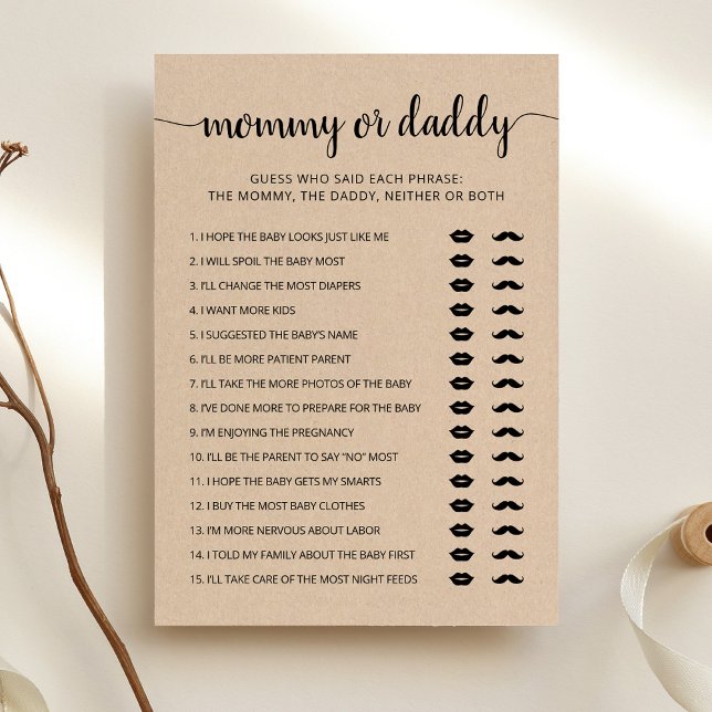 Editable Mummy or Daddy Baby Shower game Card (Creator Uploaded)