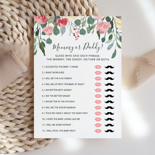 Editable Mummy or Daddy Baby Shower game Card (Creator Uploaded)