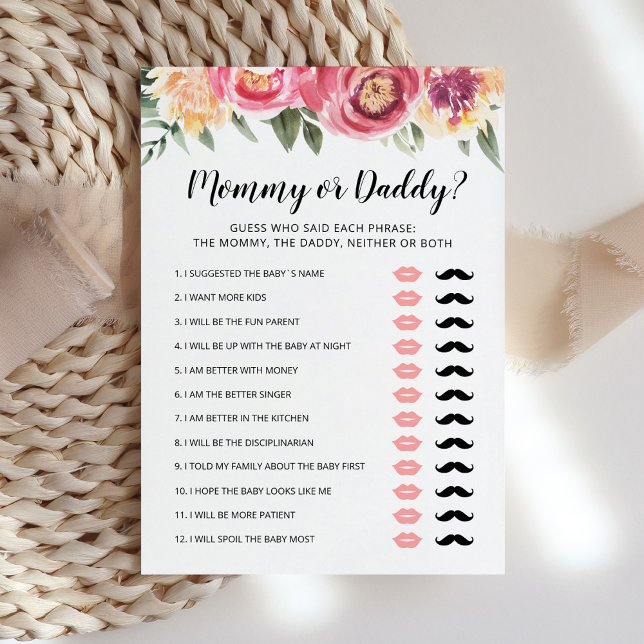 Editable Mummy or Daddy Baby Shower game Card (Creator Uploaded)