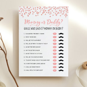 Editable Mummy or Daddy Baby Shower game Card