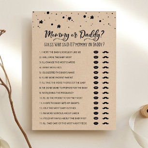 Editable Mummy or Daddy Baby Shower game Card