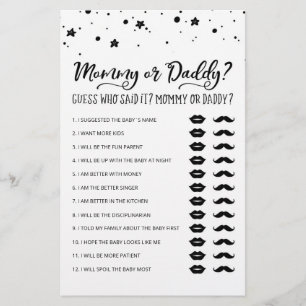Editable Mummy or Daddy Baby Shower party game
