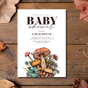 Editable Mushroom Baby Shower, Boho Baby Shower Invitation