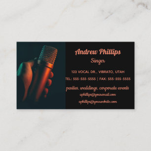Editable Musicians Microphone Photo Business Card