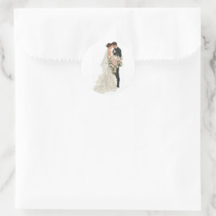 Editable Muslim Nikah Invitation - White Red Royal Classic Round Sticker