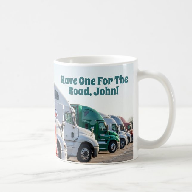 Editable Name Big Rig 18 Wheeler Truck Driver Coffee Mug (Right)
