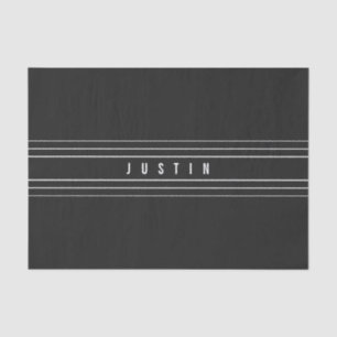 Editable Name & Geometric Stripes   Black & White Tissue Paper