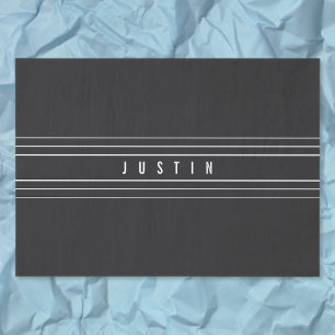 Editable Name & Geometric Stripes   Black & White Tissue Paper