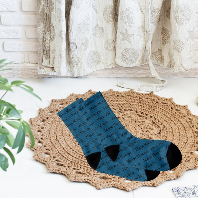 Editable Name Ocean Blue Socks (Socks with Your Name On Them)