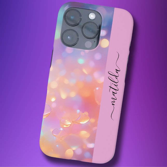 EDITABLE name sparkling Bokeh colourful prisma Case-Mate iPhone Case (Creator Uploaded)