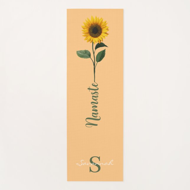 Editable Name Sunflower Namaste Yoga Mat (Front)