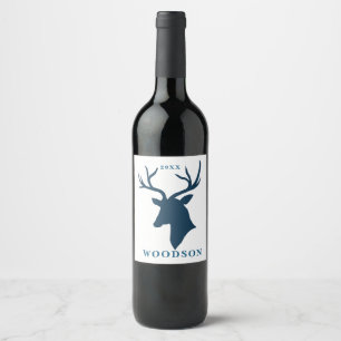 Editable Name & Year   Buck, Deer Wine Label