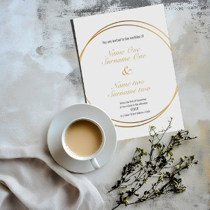 Editable names with gold effect rings invitation postcard
