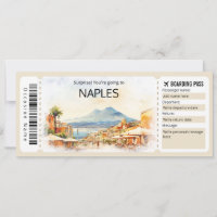 Editable Naples Plane ticket Italy Boarding Pass