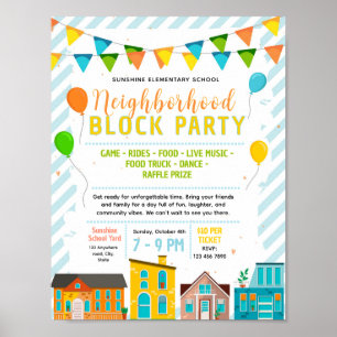Editable neighbourhood block Fundraiser Flyer Poster