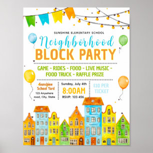 Editable neighbourhood block party flyer poster