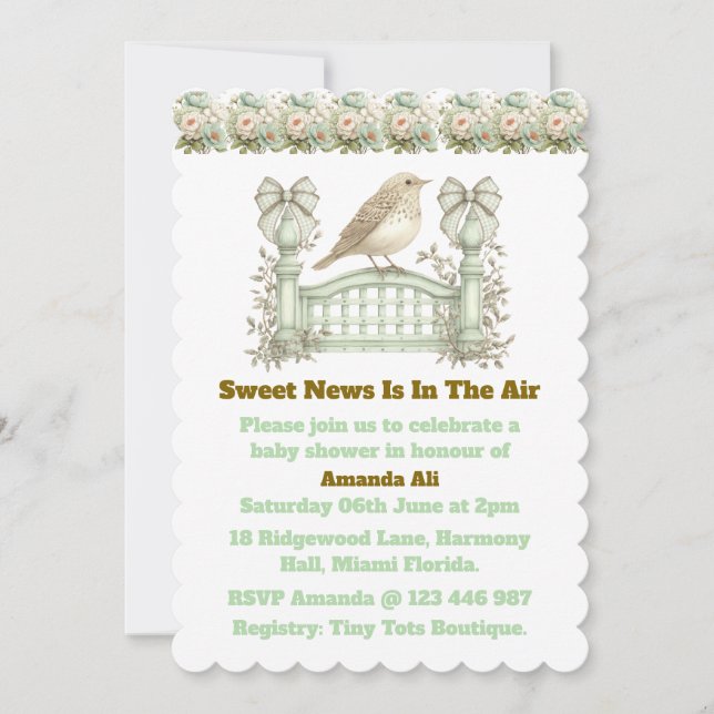 Editable Neutral Vintage Baby Shower Invitation (Front)