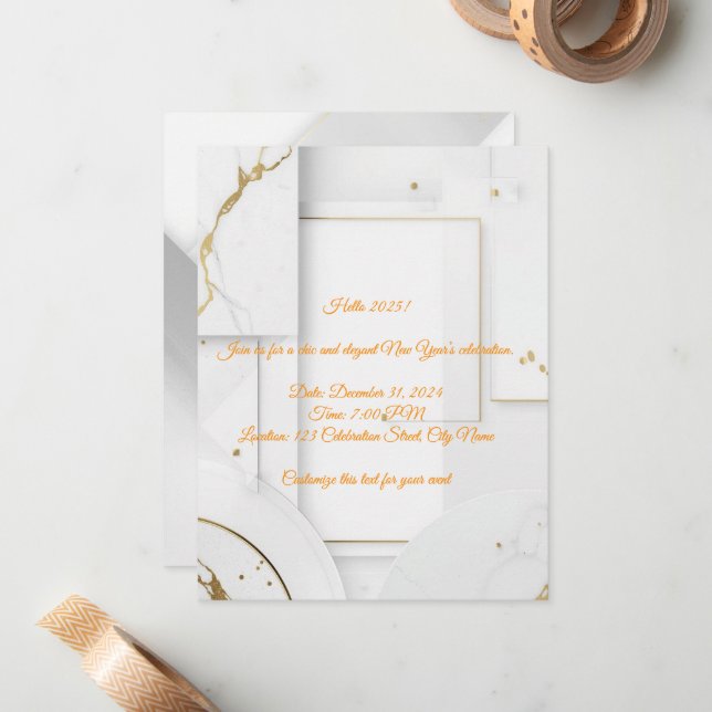 Editable New Year Party Invitation Templates  (Front/Back In Situ)
