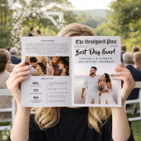 Editable Newspaper Wedding Program Folded Template