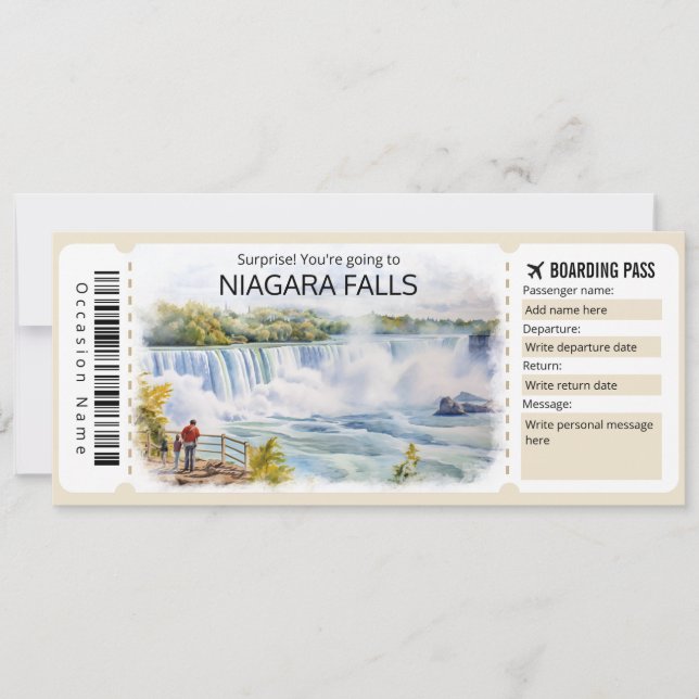 Editable Niagara Falls Ticket Trip Invitation (Front)