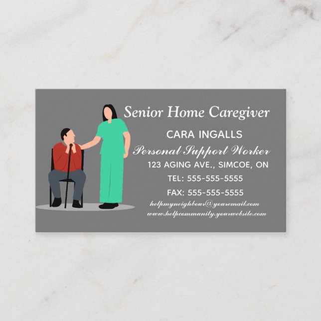 Editable Nursing Services and Home Care Business Card (Front)