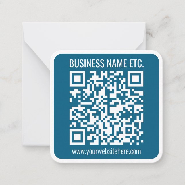 Editable Ocean Blue QR code  Card (Front)