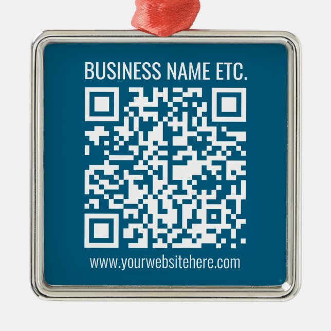 Editable Ocean Blue QR code  Metal Tree Decoration (Front)