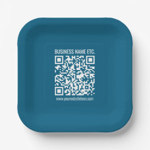 Editable Ocean Blue QR code  Paper Plate