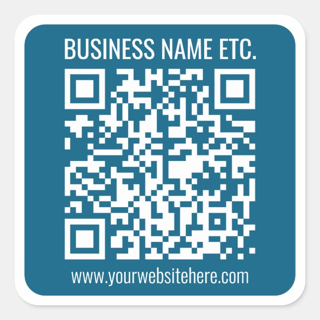 Editable Ocean Blue QR code  Square Sticker (Front)