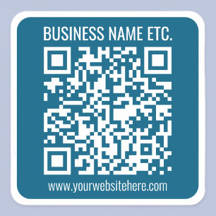 Editable Ocean Blue QR code  Square Sticker