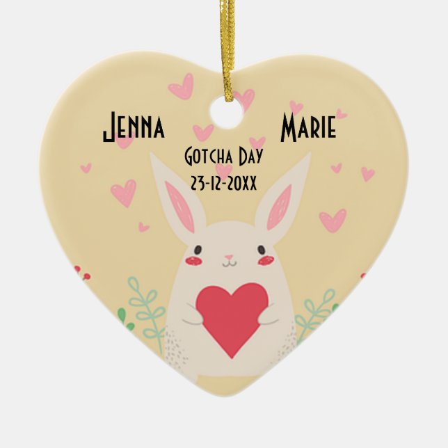 Editable Official Gotcha Day Adoption Ceramic Tree Decoration (Front)