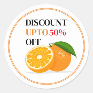 Editable Orange Fruit Discount Sticker