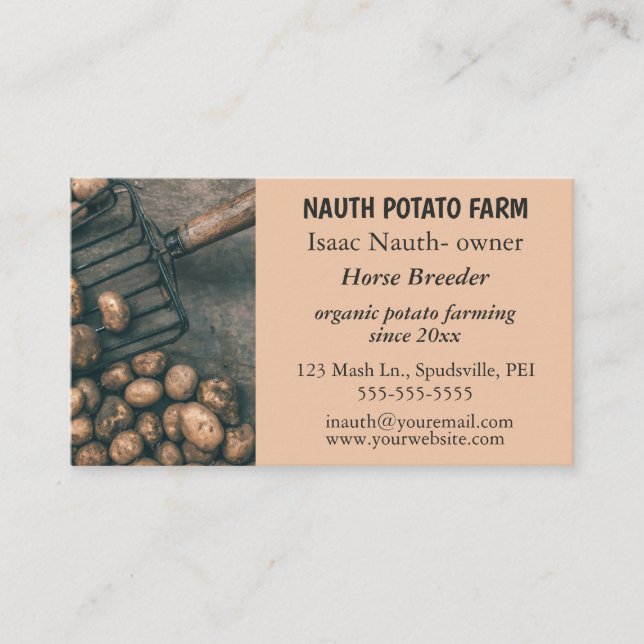 Editable Organic Potato Farm Business Card (Front)