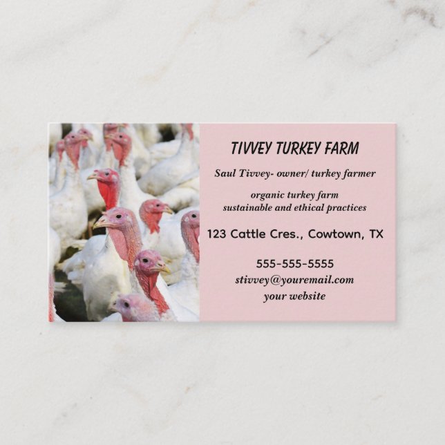 Editable Organic Turkey Farm Business Card (Front)