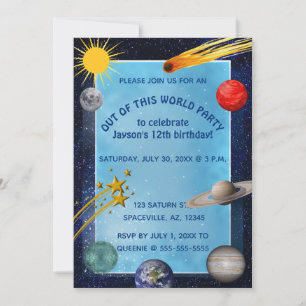 Editable Outer Space Birthday Invitation