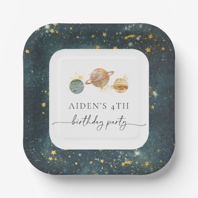 Editable Outerspace Party Plates (Front)