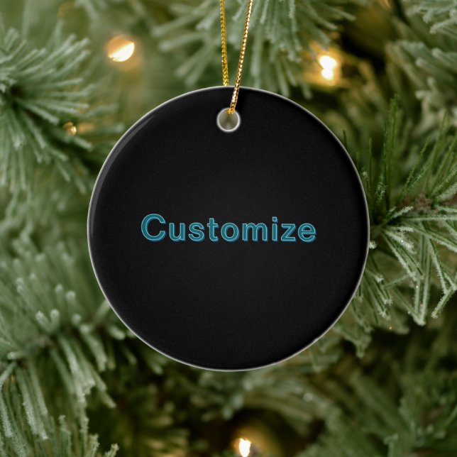 Editable Outlined Lettering w/Drop Shadow  Ceramic Tree Decoration (Tree)