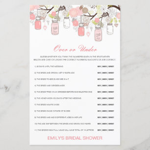 Editable Over or Under Bridal Shower Game