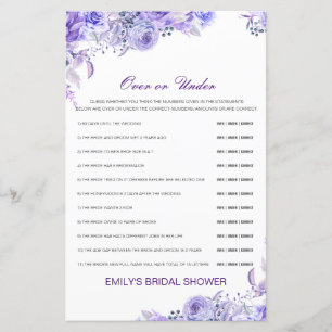 Editable Over or Under Bridal Shower Game