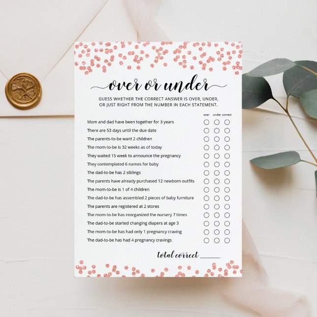 Editable Over or Under Game Baby Shower Party Card (Creator Uploaded)