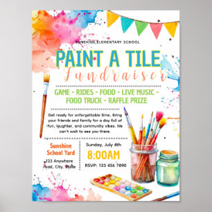 Editable paint a tile fundraiser flyer poster
