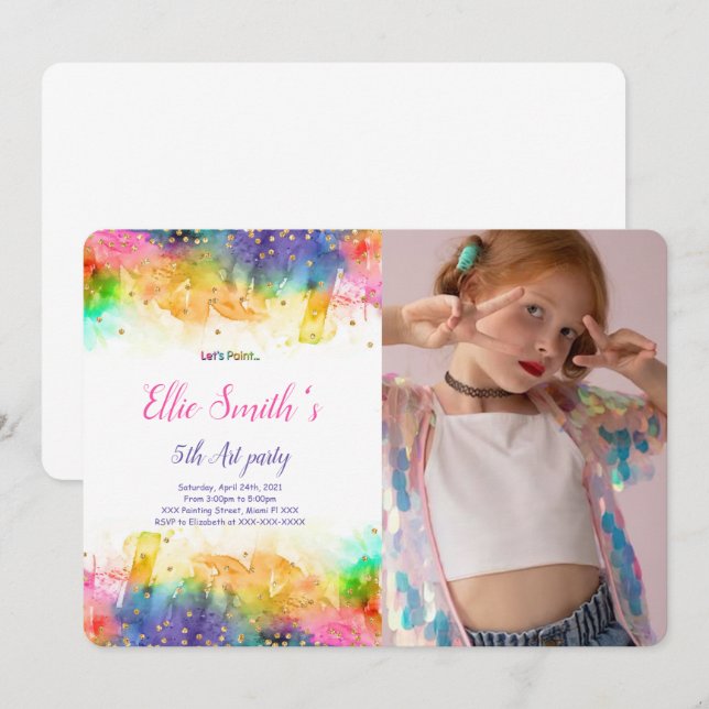 Editable Painting Birthday Invitation  (Front/Back)