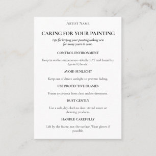 Editable Painting Care Card Thank You Art Insert