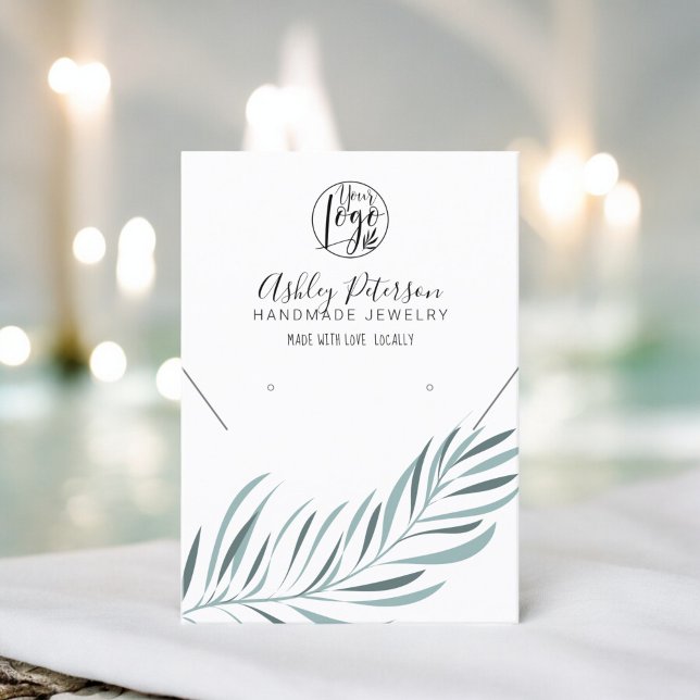 Editable palm leaf logo  jewellery earring necklac business card (Editable palm leaf logo jewelry earring necklace business card)