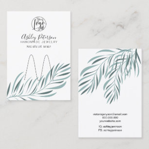 Editable palm leaf logo jewellery ring holder business card