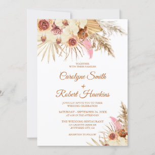 Editable Pampas Grass All In One Wedding Invitation