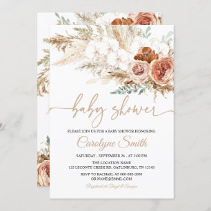 Editable Pampas Grass Baby Shower Invitation
