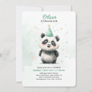 Editable Panda First Birthday Invitation